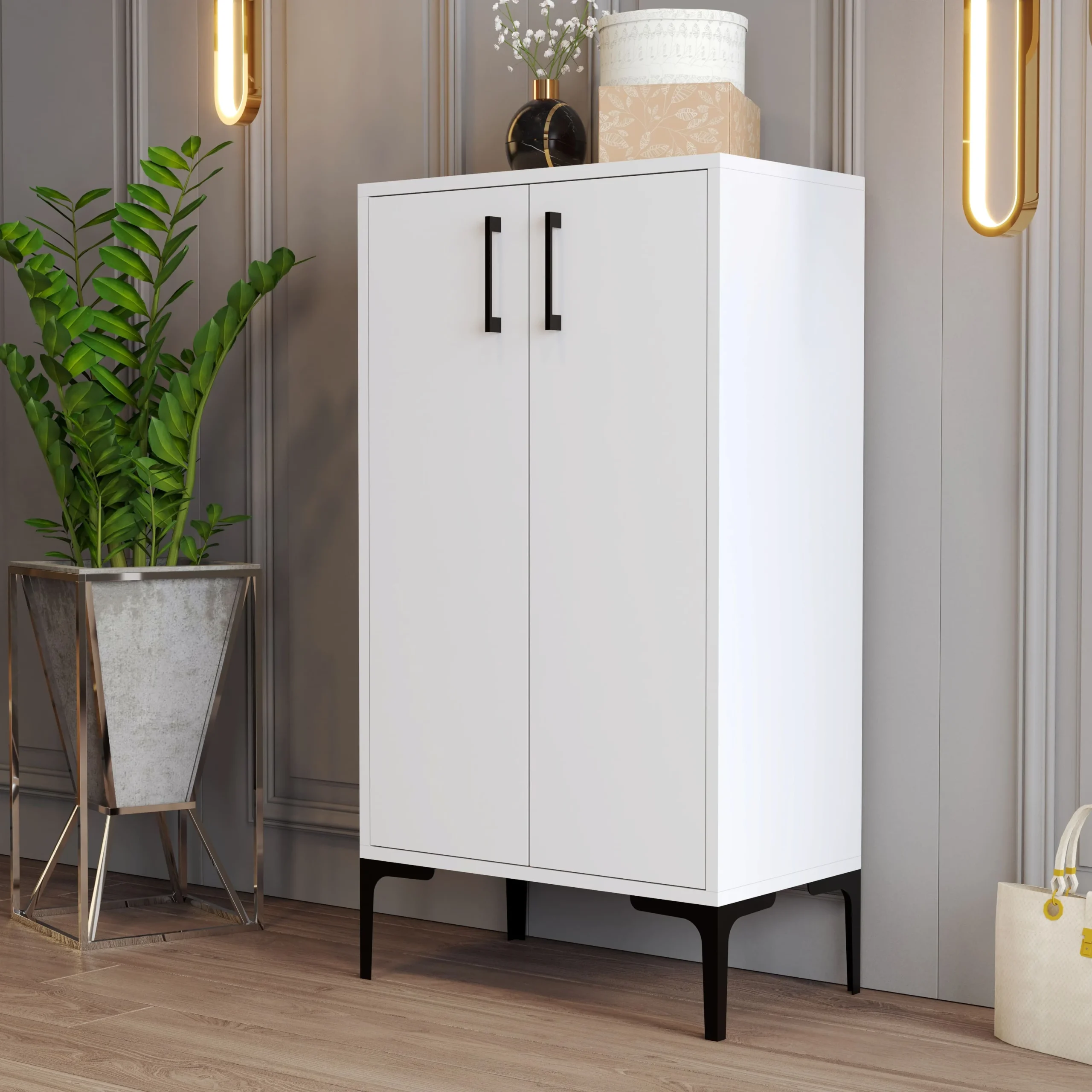 prag-ayakkabilik-beyaz-beyaz-scene-1-min خزانة أحذية موديل Prag - الصورة 1